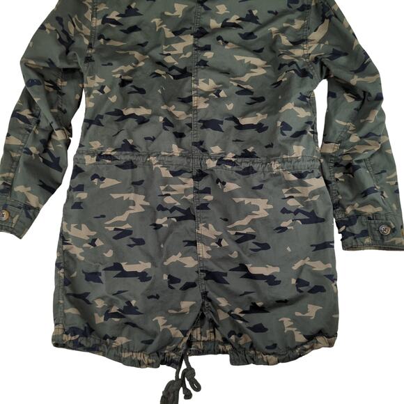 BP Camo Lightweight Cotton Jacket Women's Small Long Line Cinch Drawstring Waist - Picture 8 of 10